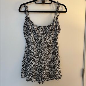 Black & white floral romper